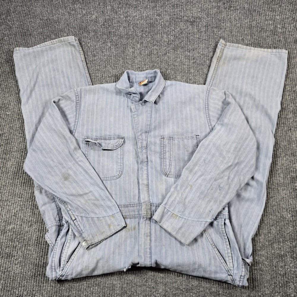 Vintage Big Ben Wrangler Coveralls Mens 42 Short Hickory Stripe Talon USA 80s